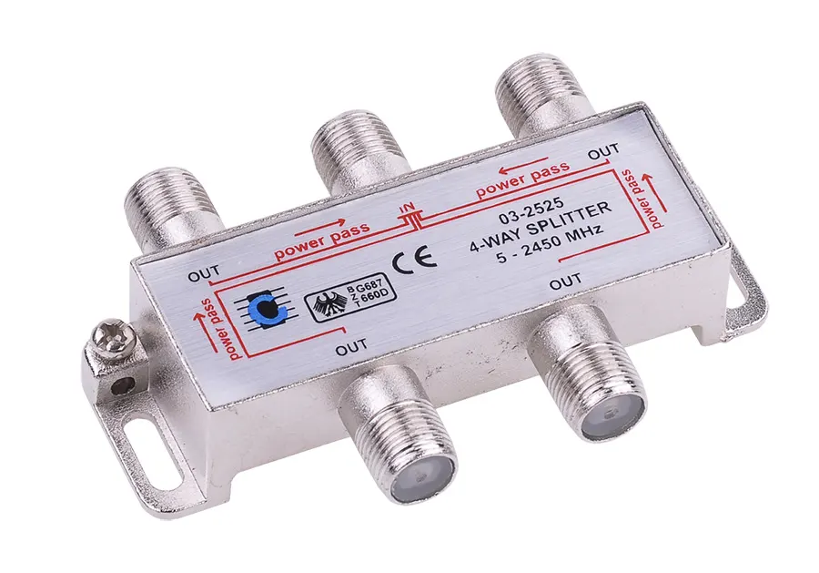 ZLA0637 Koax kábel elosztó, splitter, F csatlakozós, 4 kimenet, 5-2450MHz