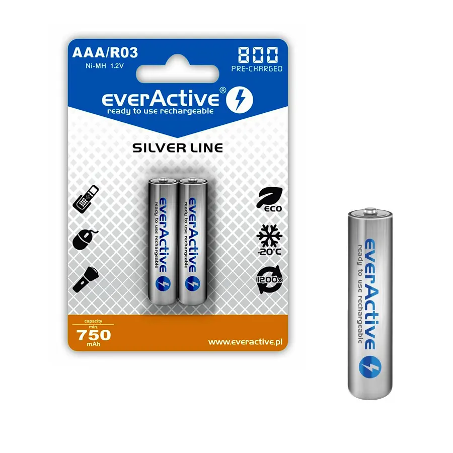 BAT-EV03 EverActive Ni-Mh Akkumulátor AAA 1,2V 800mAh 2db/bliszter