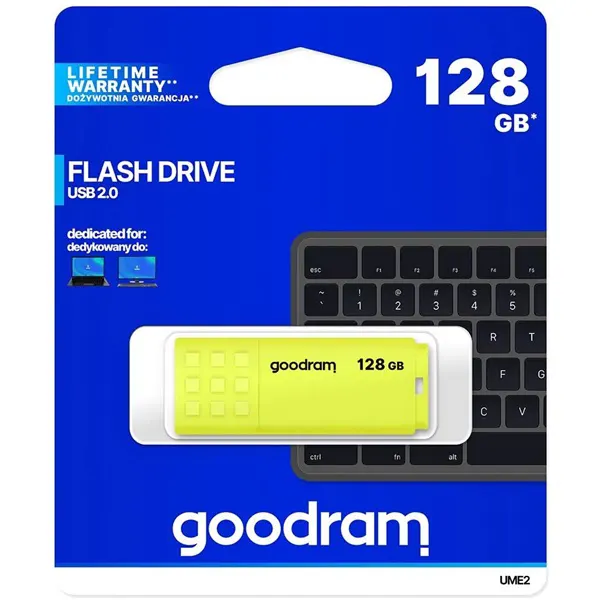 COM0317-128 GOODRAM pendrive 128GB, sárga színű UME2