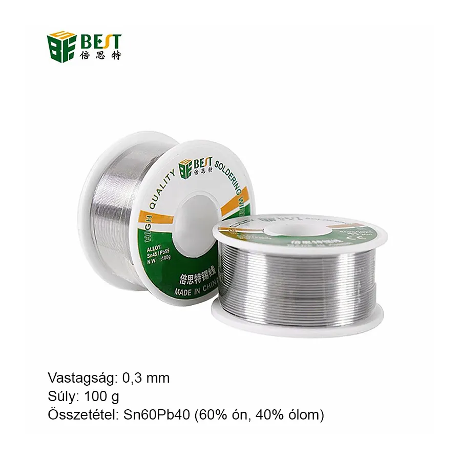 Forrasztó cin 0,3mm, 100g Sn60Pb40 Best