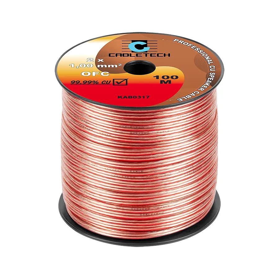 KAB0317-M Réz hangszórókábel, transzparens 2x1mm2 OFC, /méter