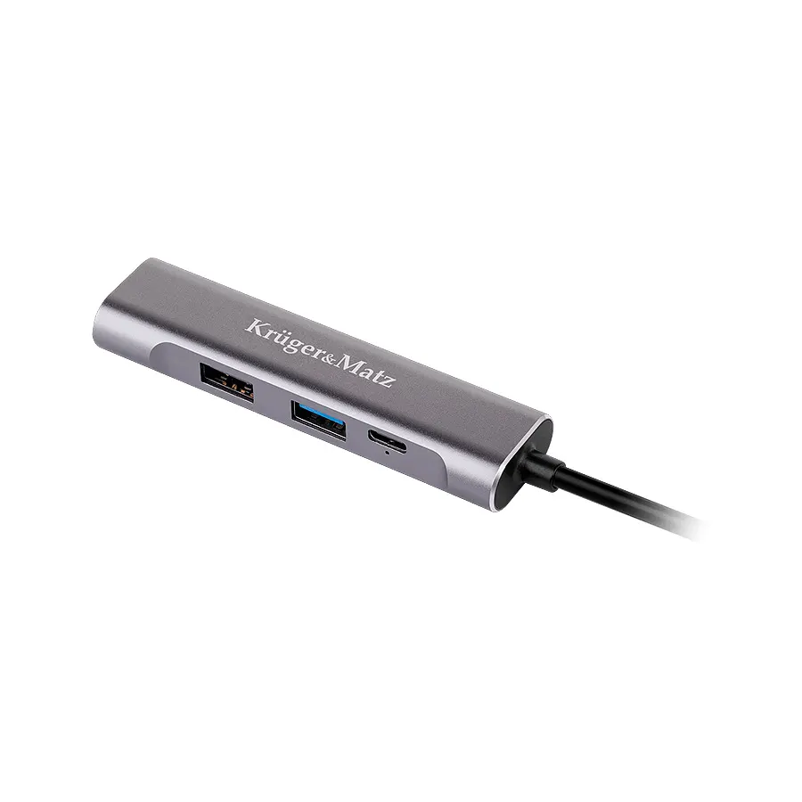 KM0400 Krüger&Matz Type-C 4in1 adapter, HDMI/USB3.0/USB2.0/Type-C aljzat
