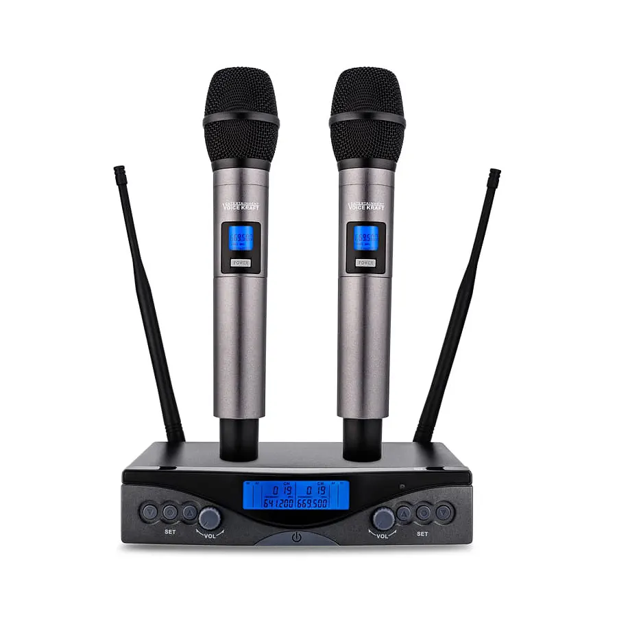 MIK-UHF200 Vezeték nélküli mikrofon, 2 csatornás, Voice Kraft VK UHF-200