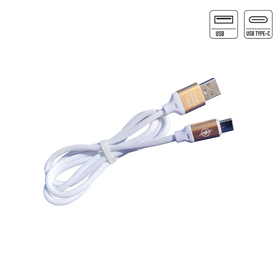 ML0800D USB kábel, USB dugó - Type-C dugó, fehér színű, 90cm