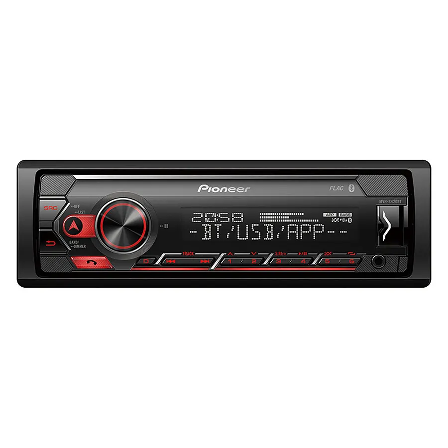 MVH-S420BT Pioneer autórádió, piros gombvilágítás, BT/USB/AUX/RDS 4x50W