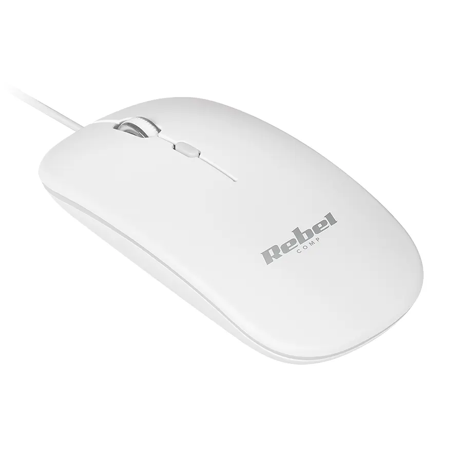 Rebel USB optikai egér, fehér színű, 1200dpi, KOM1023-W