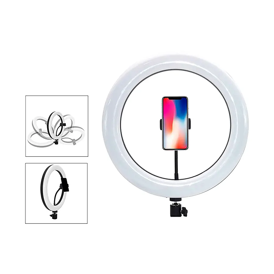 RGB Selfie LED lámpa telefontartóval, állványra rögzíthető, 30cm