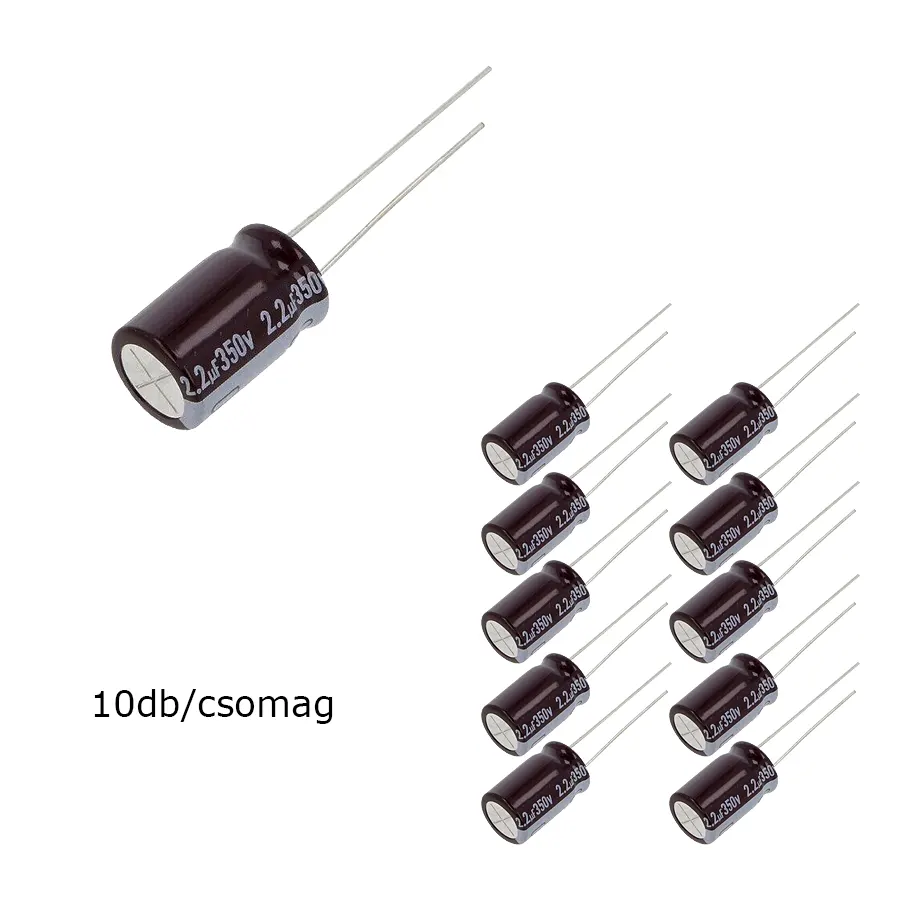 SK2,2-350-105 Elektrolit kondenzátor, 2,2µF/350V 105°C, Ø8x13mm, 10db/csomag