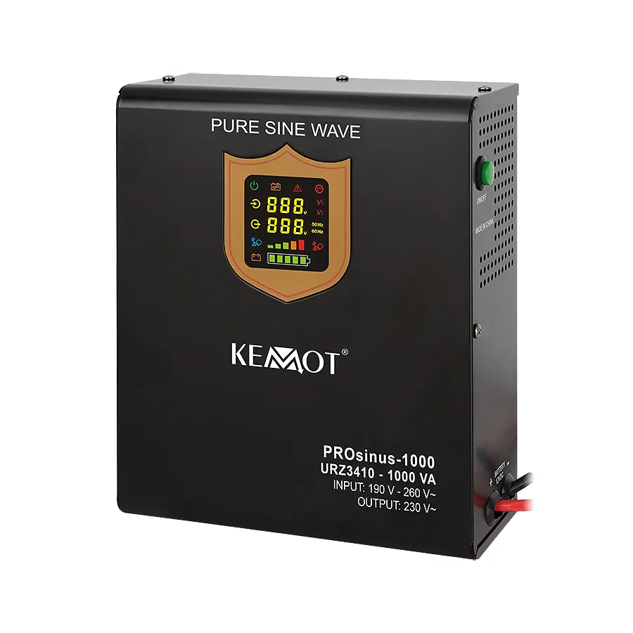 Szinuszos szünetmentes tápegység, fekete, 12V 700W, akkumulátor nélkül, Kemot PROsinus-1000