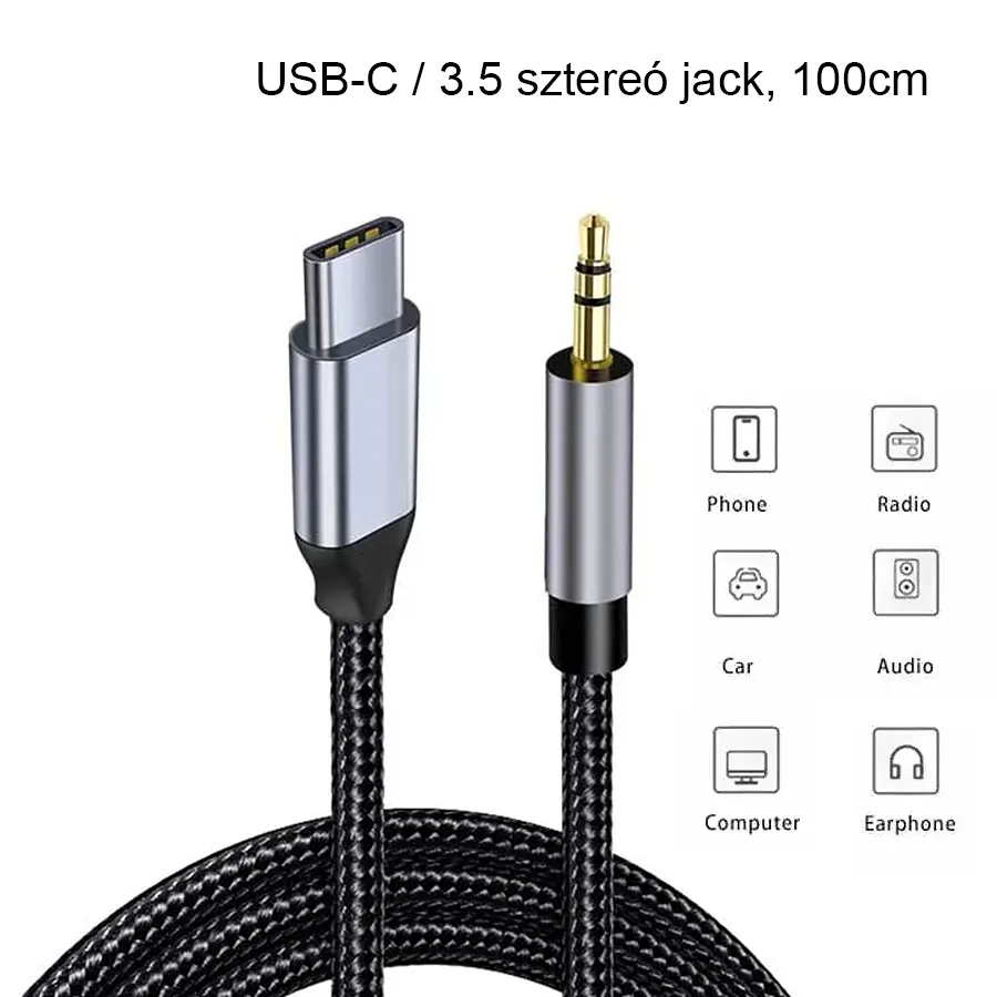 Type-C - 3,5mm jack kábel 100cm