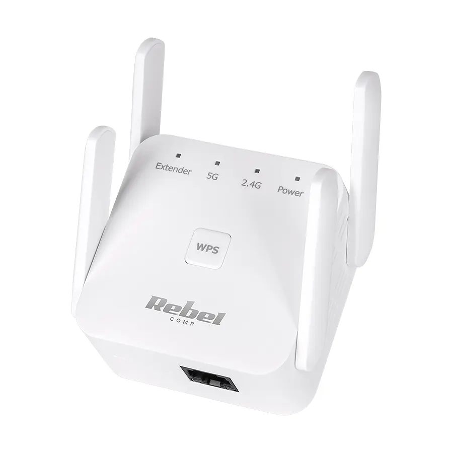 Wi-Fi erősítő, 2,4/5GHz, 300/867Mbps, RJ45 csatlakozással, Rebel