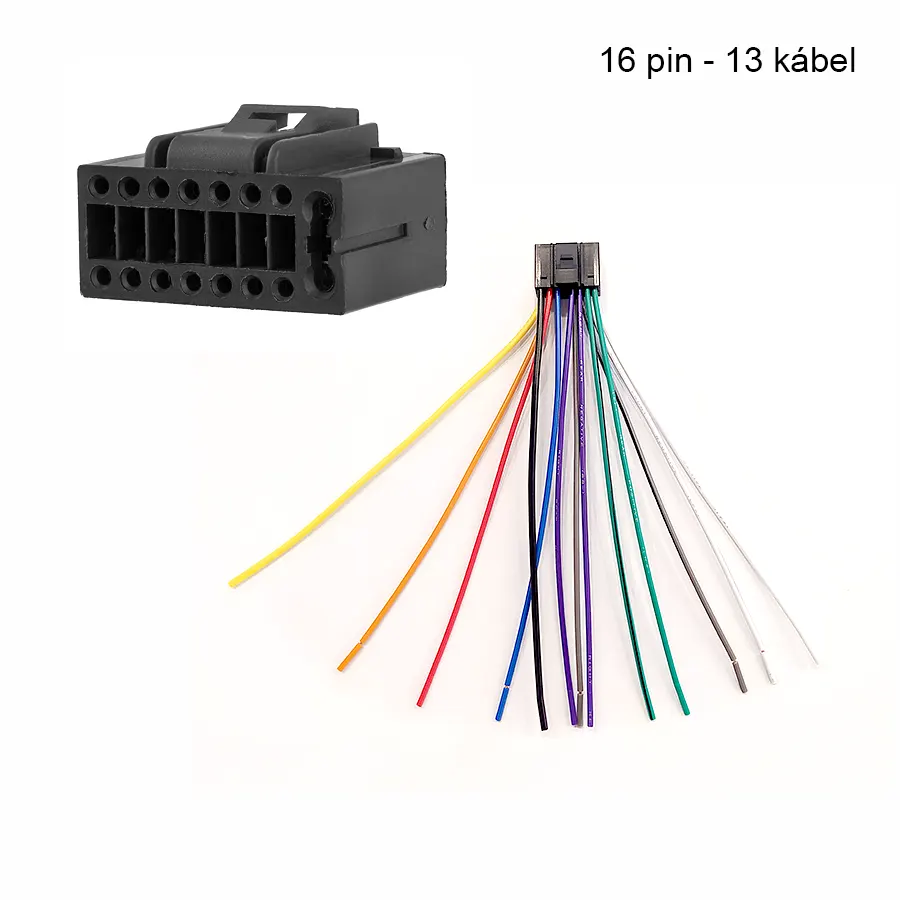 ZLA0738B Autórádió ISO csatlakozó, 16 pin, 13 kábel, beköthető, Kenwood